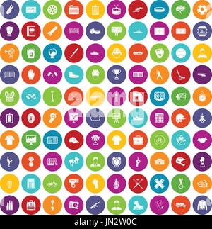 100 mens team icons set color Stock Vector