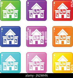 House with broken windows set 9 Stock Vector