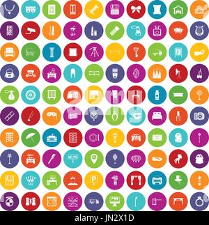 100 mirror icons set color Stock Vector