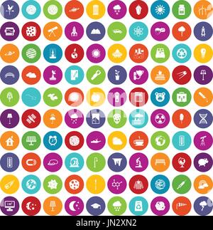 100 moon icons set color Stock Vector