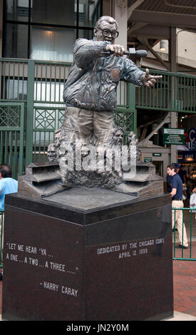 Wrigley Field Harry Caray Statue Wearing a Cubs Jersey Editorial