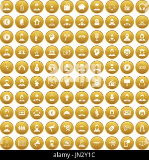 100 headhunter icons set gold Stock Vector