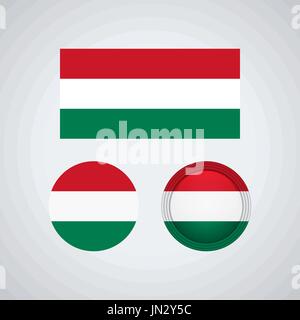 Flag design. Hungarian flag set. Isolated template for your designs. Vector illustration. Stock Vector