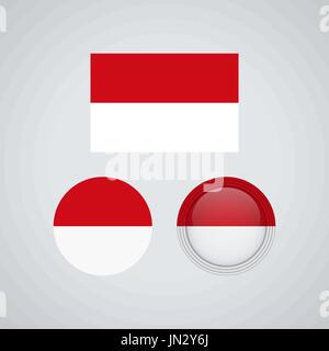 Flag design. Indonesian flag set. Isolated template for your designs. Vector illustration. Stock Vector