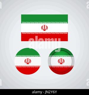 Flag design. Iranian flag set. Isolated template for your designs. Vector illustration. Stock Vector