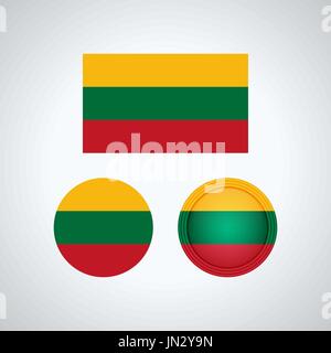 Flag design. Lithuanian flag set. Isolated template for your designs. Vector illustration. Stock Vector