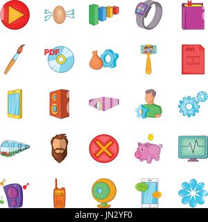 App icons set, cartoon style Stock Vector