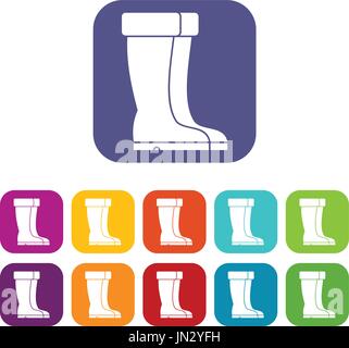 Winter shoes icons set Stock Vector