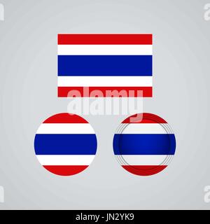 Flag design. Thai flag set. Isolated template for your designs. Vector illustration. Stock Vector