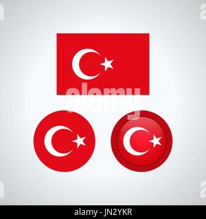 Flag design. Turkish flag set. Isolated template for your designs. Vector illustration. Stock Vector