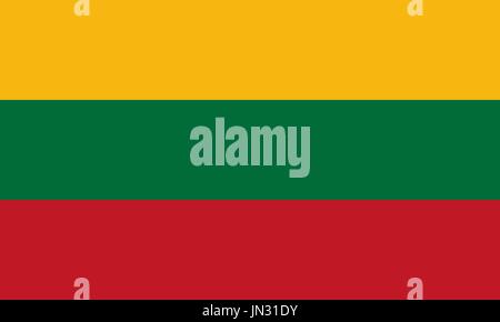 Flag design. Lithuanian flag on the white background, isolated flat layout for your designs. Vector illustration. Stock Vector