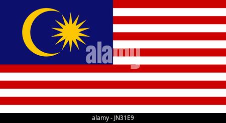 Flag design. Malaysian flag on the white background, isolated flat layout for your designs. Vector illustration. Stock Vector