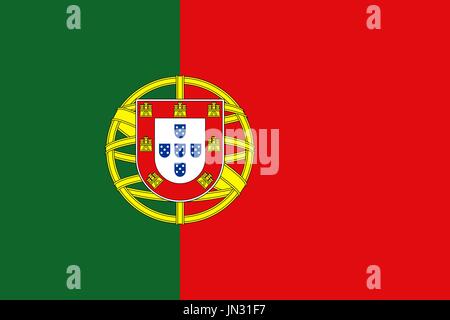 Flag design. Portuguese flag on the white background, isolated flat layout for your designs. Vector illustration. Stock Vector