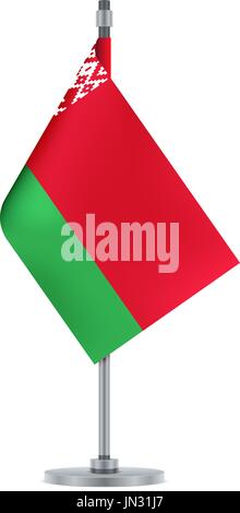 Flag design. Belarus flag hanging on the metallic pole. Isolated template for your designs. Vector illustration. Stock Vector