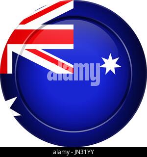 Flag design. Australian flag on the round button. Isolated template for your designs. Vector illustration. Stock Vector
