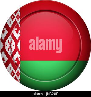 Flag design. Belarus flag on the round button. Isolated template for your designs. Vector illustration. Stock Vector