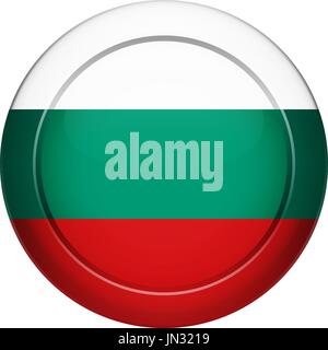 Flag design. Bulgarian flag on the round button. Isolated template for your designs. Vector illustration. Stock Vector