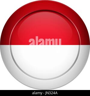 Flag design. Indonesian flag on the round button. Isolated template for your designs. Vector illustration. Stock Vector