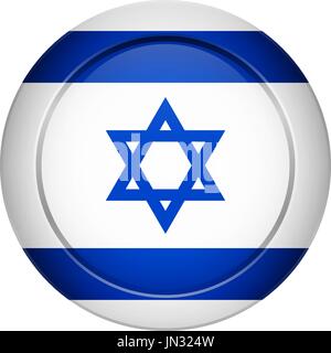 Flag design. Israeli flag on the round button. Isolated template for your designs. Vector illustration. Stock Vector