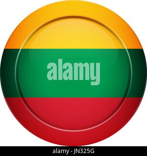 Flag design. Lithuanian flag on the round button. Isolated template for your designs. Vector illustration. Stock Vector