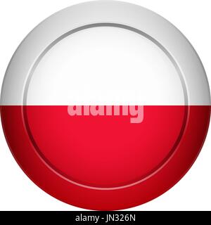 Flag design. Polish flag on the round button. Isolated template for your designs. Vector illustration. Stock Vector