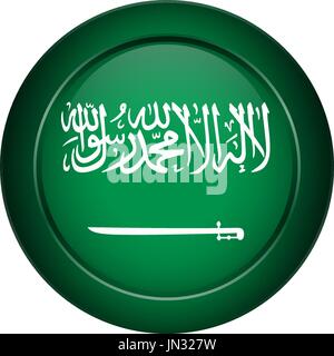 Flag design. Saudi Arabian flag on the round button. Isolated template for your designs. Vector illustration. Stock Vector
