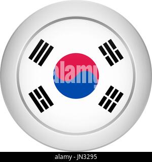 Flag design. South Korean flag on the round button. Isolated template for your designs. Vector illustration. Stock Vector