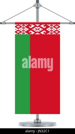 Flag design. Belarus flag on the metallic cross pole. Isolated template for your designs. Vector illustration. Stock Vector