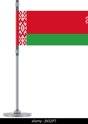 Flag design. Belarus flag on the metallic pole. Isolated template for your designs. Vector illustration. Stock Vector