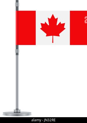 Flag design. Canadian flag on the metallic pole. Isolated template for your designs. Vector illustration. Stock Vector
