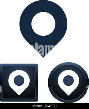 Simple and button shape address pointer icons on white background for your designs. Vector illustration icons. Stock Vector