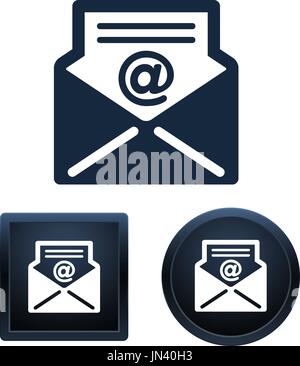 Simple and button shape e-mail icons on white background for your designs. Vector illustration icons. Stock Vector