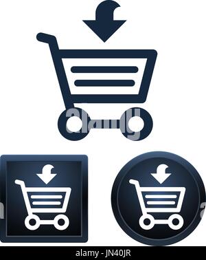 Simple and button shape shopping icons on white background for your designs. Vector illustration icons. Stock Vector