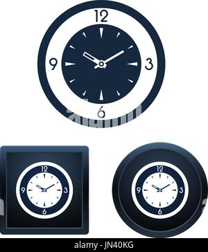 Simple and button shape wall clock icons on white background for your designs. Vector illustration icons. Stock Vector