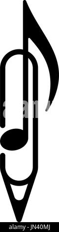 Logo design. Music note, pen, paper clip on white background. Vector illustration. Stock Vector