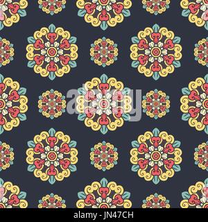 Mandala seamless pattern design with flat color style Stock Vector