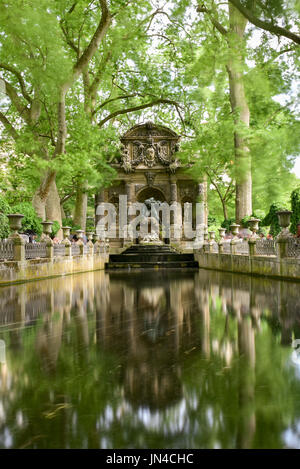 The Medici Fountain, monumental fountain in the Jardin du Luxembourg in the 6th arrondissement in Paris, France. Stock Photo