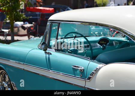 Light Blue Vintage Car Stock Photo