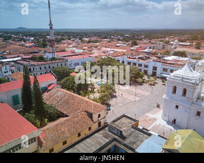 Central square of Leon city in Nicaragua aerial view Stock Photo