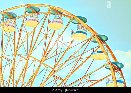 Vintage Ferris Wheel over Turquoise Blue Sky Stock Photo