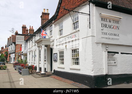 Bel and the Dragon at the George, High Street, Odiham, Hart District, Hampshire, England, Great Britain, United Kingdom, UK, Europe Stock Photo