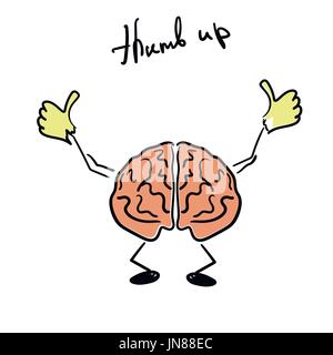 Brain Character Giving A Thumb Up Stock Vector