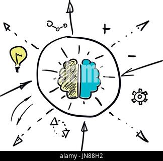 Left and right brain hemispheres Stock Vector