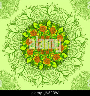 Intricate flower pattern. Elaborate floral background from flower mandala elements for your design. floral seamless pattern in hippie boho style. line Stock Photo