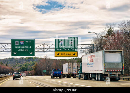 New York, USA - April 29, 2015: Road indicator plates in New York, America. Stock Photo