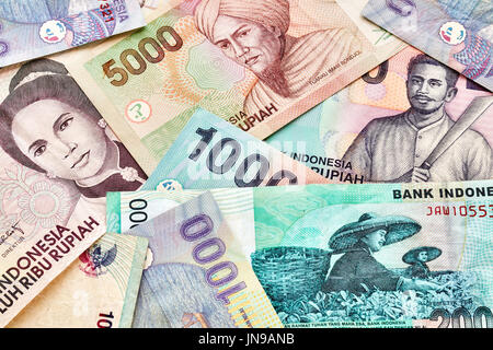 Close up picture of Indonesian rupiah banknotes. Stock Photo