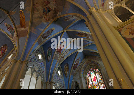 Decorated ceiling inside the Co-Cathedral of the Most Holy Name of Jesus part of the building complex of the Latin Patriarchate located in the Christian quarter in the old city of East Jerusalem Israel Stock Photo