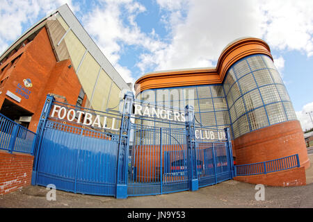 Glasgow Rangers, Ibrox Stadium, gates logo  Edmiston Drive, Glasgow Stock Photo