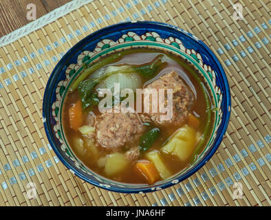 Ciorba de perisoare  - Romanian soup with meatballs Stock Photo