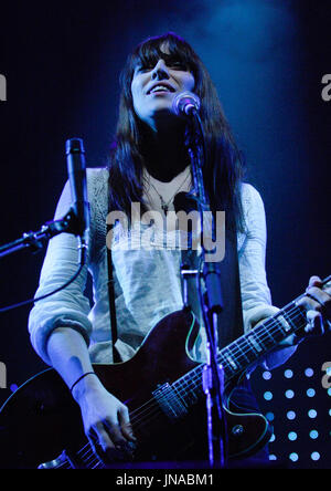 Leslie Feist performs 2007 KROQ Almost Acoustic Christmas Gibson Ampitheatre Universal City. Stock Photo